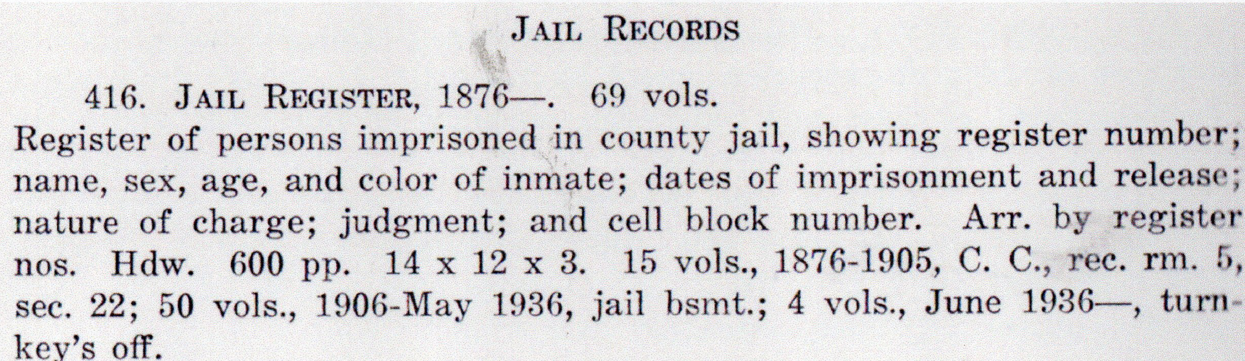 Intro to new GSMC Project: Jail Registers